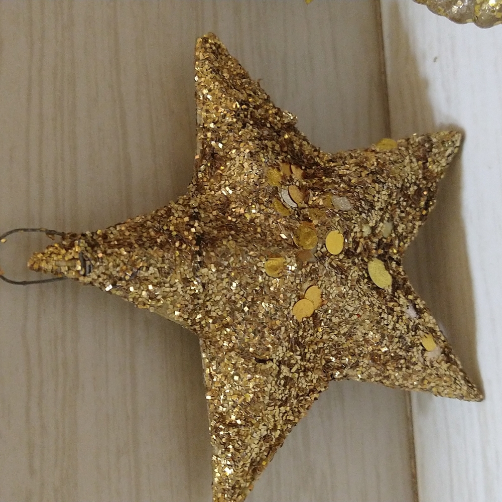Vintage Lot of 8 1950's/1960's Era Gold Glitter/Sequins Stars & Doves - Picture 3 of 6